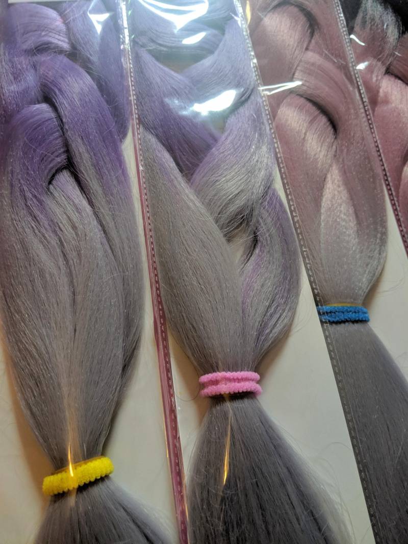 Catface Haar Black Flieder Grau Ombre 30 Zoll Jumbo Braiding von Etsy - ShopCatface