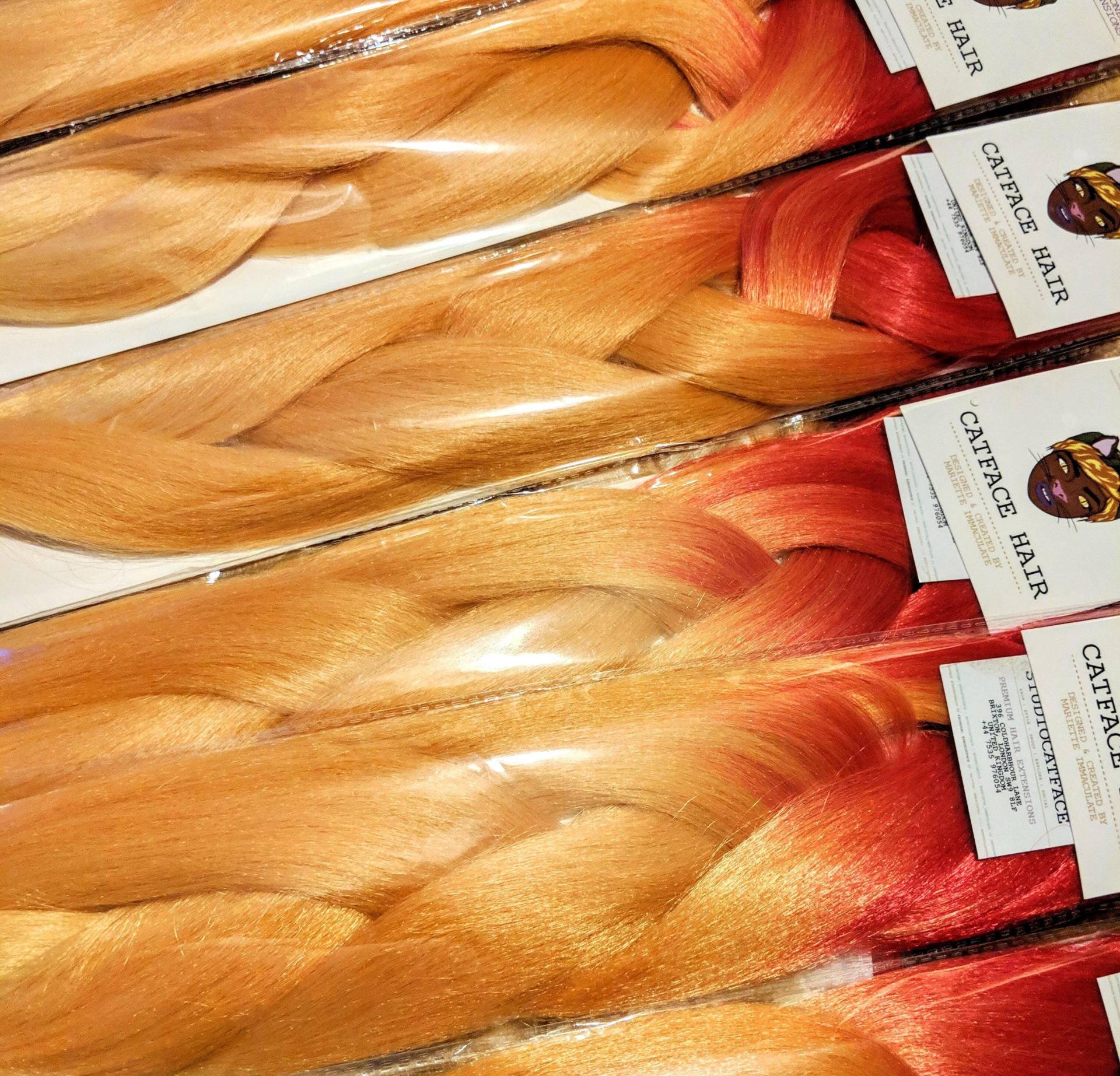 Catface Haar Chilli Red Corn Candy Ombre Flechthaar - 24 Zoll von Etsy - ShopCatface