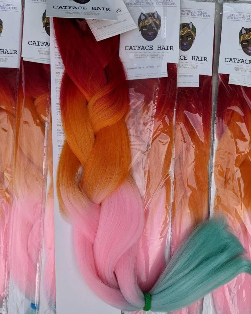 Catface Haar Coral Rainbow Ombre Jumbo Flechthaar von Etsy - ShopCatface