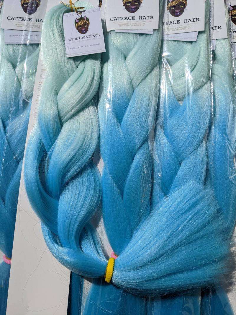 Catface Haar Cosmic Mint Ombre Jumbo Flechthaar 72cm von Etsy - ShopCatface