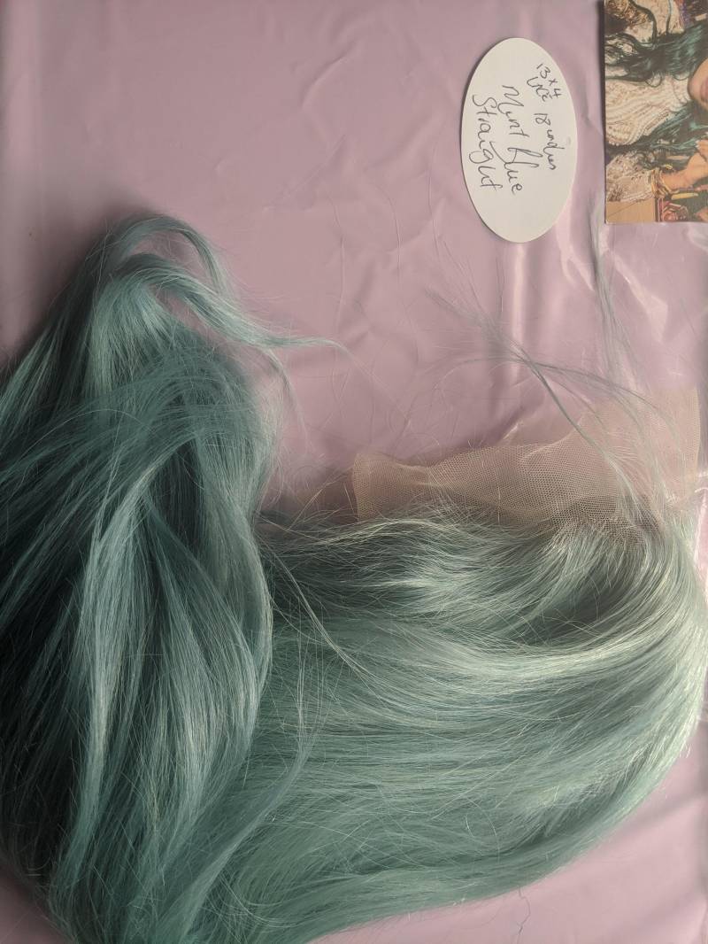 Catface Haar Human Brasilien Spitze Front Mint Blau Gerade Schweizer Vorne Perücke Grade 10 A Virgin Hair von Etsy - ShopCatface