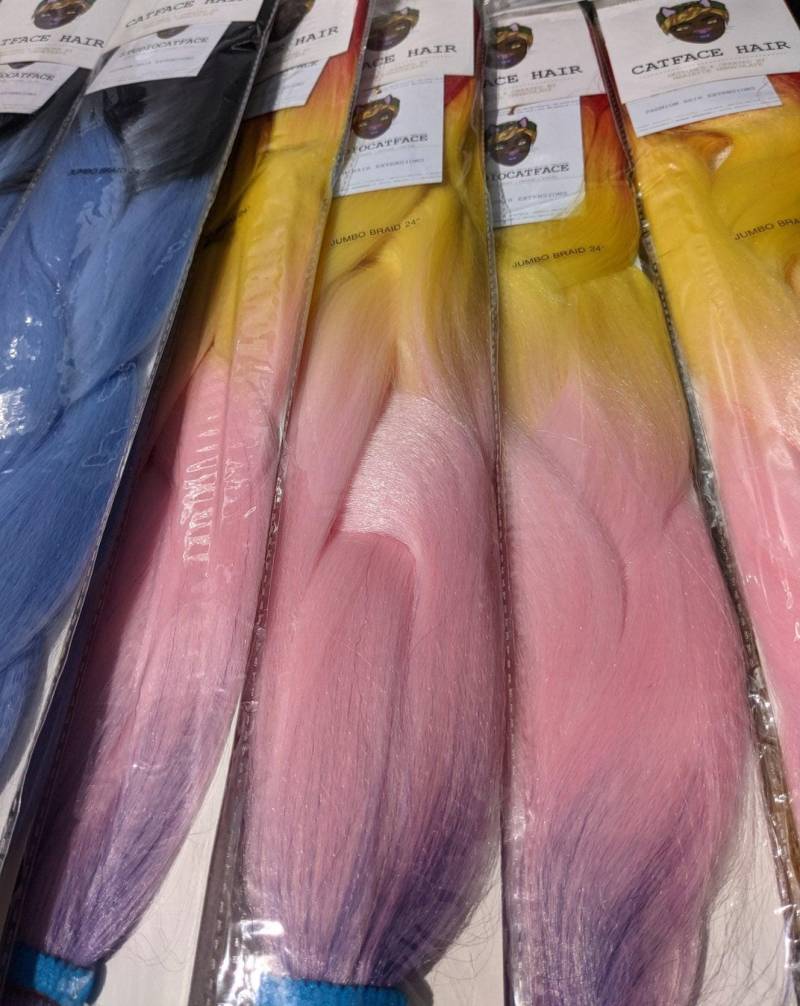 Catface Haar Lila Koralle Regenbogen Ombre Jumbo Flechthaar von Etsy - ShopCatface