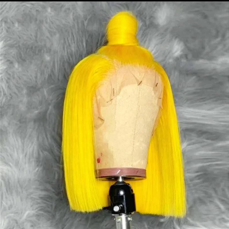 Catface Haar Mensch Brasilien Spitze Frontal Sonnenblume Gelb Perücke von Etsy - ShopCatface