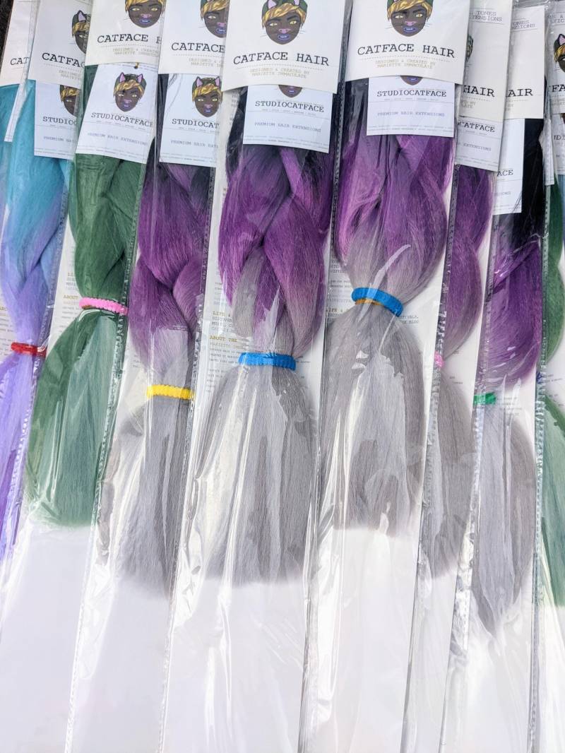 Catface Haar Schwarz Lila Grau Ombre Flechthaar - 16 Zoll von Etsy - ShopCatface