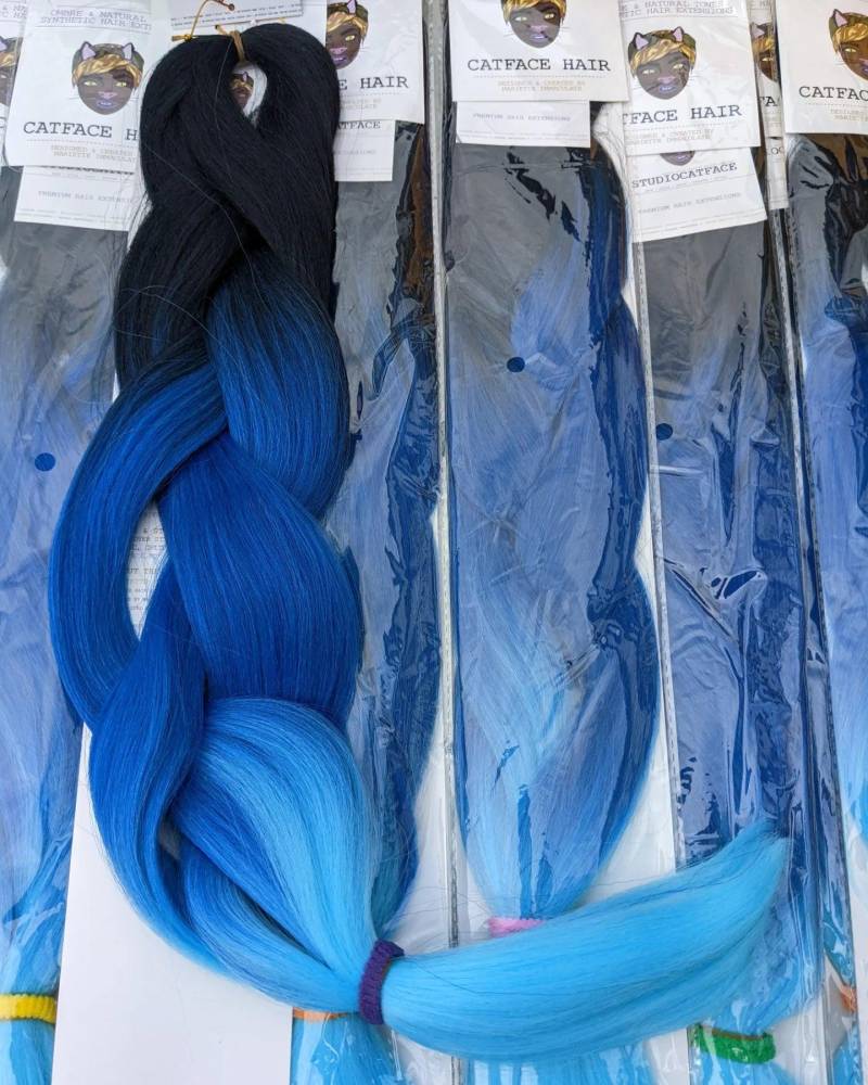Catface Haar Schwarz Ocean Blues Ombre Jumbo Flechthaar von Etsy - ShopCatface