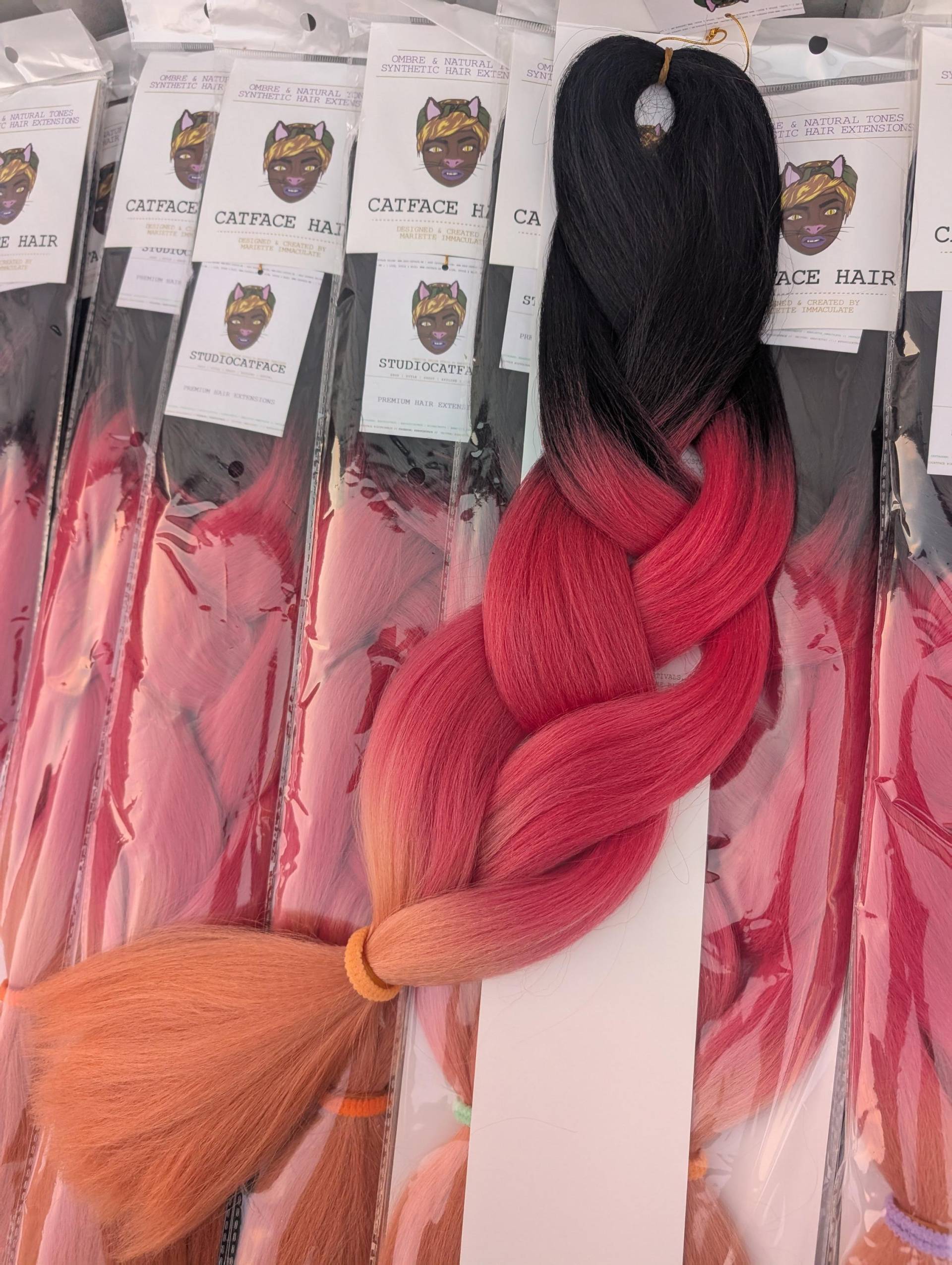 Catface Haar Schwarz Pink Candy Ombre Jumbo Flechthaar Catface Haar Schwarz Pink Candy Ombre Jumbo Flechthaar von Etsy - ShopCatface