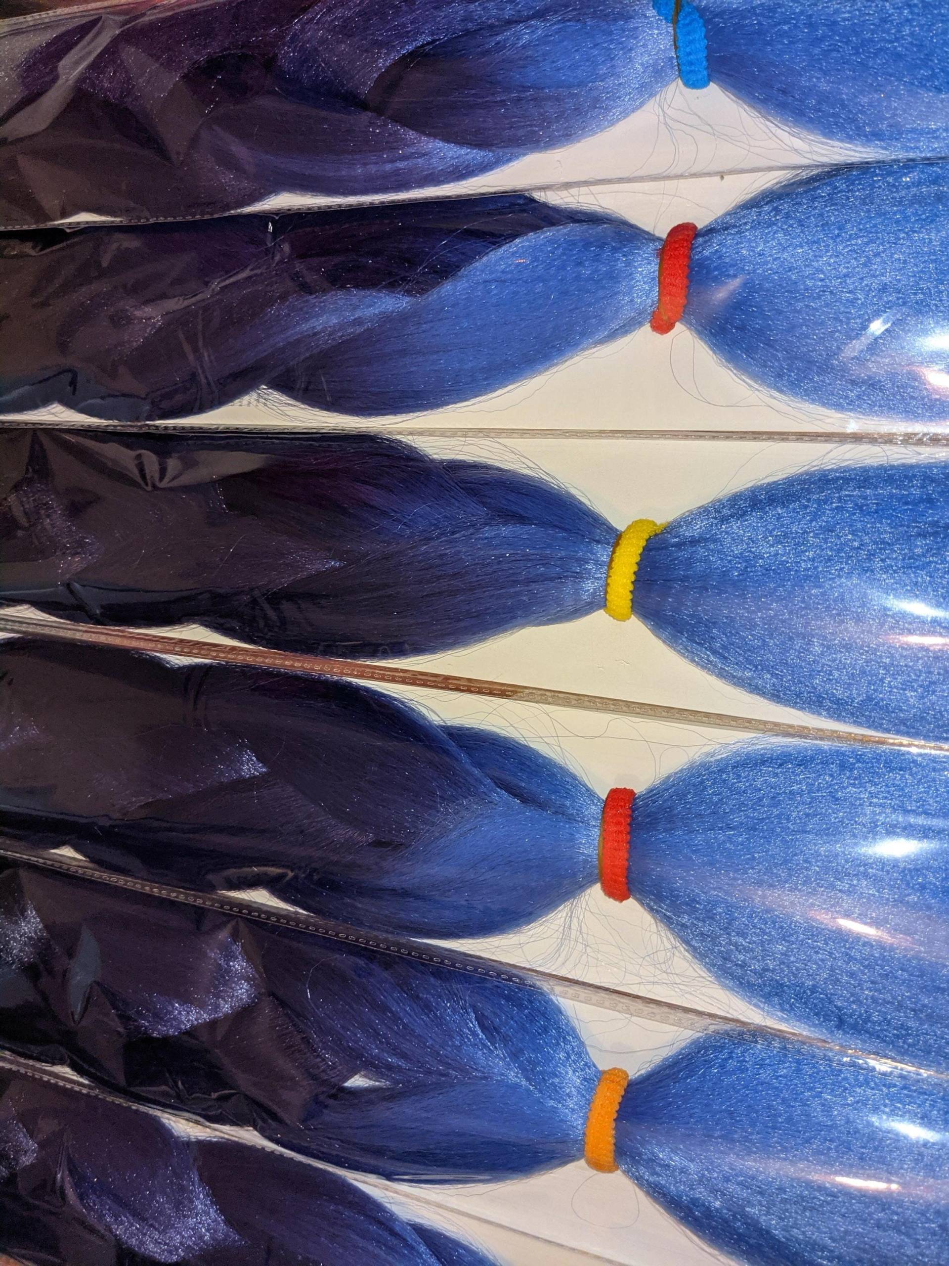 Catface Hair Black Blues Goddess Dreifarbig Ombre Jumbo Flechtfrisur von Etsy - ShopCatface