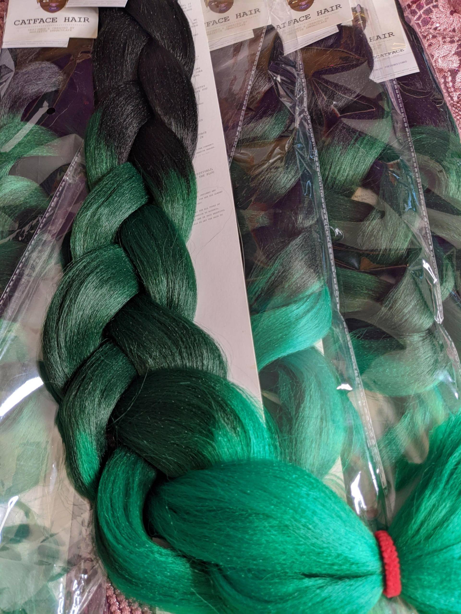 Catface Midnight & Sea Green Ombre 30+ Inches Jumbo Flechthaar von Etsy - ShopCatface