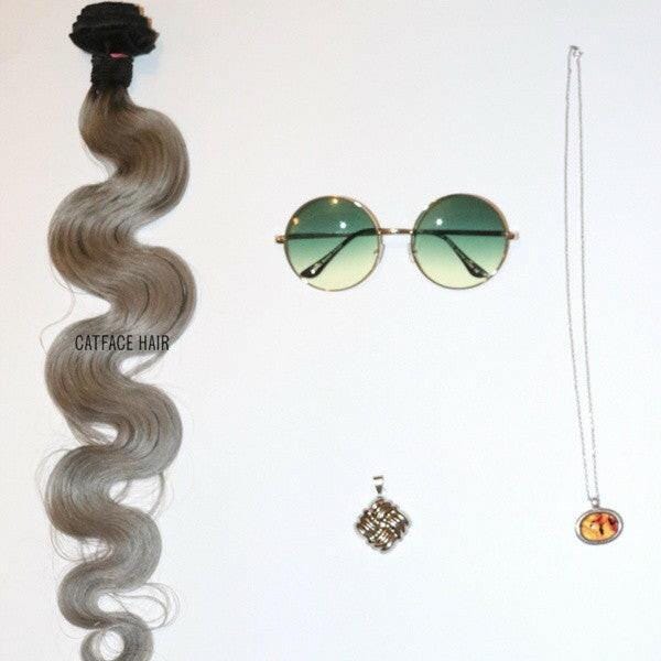 Catface Virgin Ombre Schwarz Grau Haarverlängerungen - Body Wave von Etsy - ShopCatface