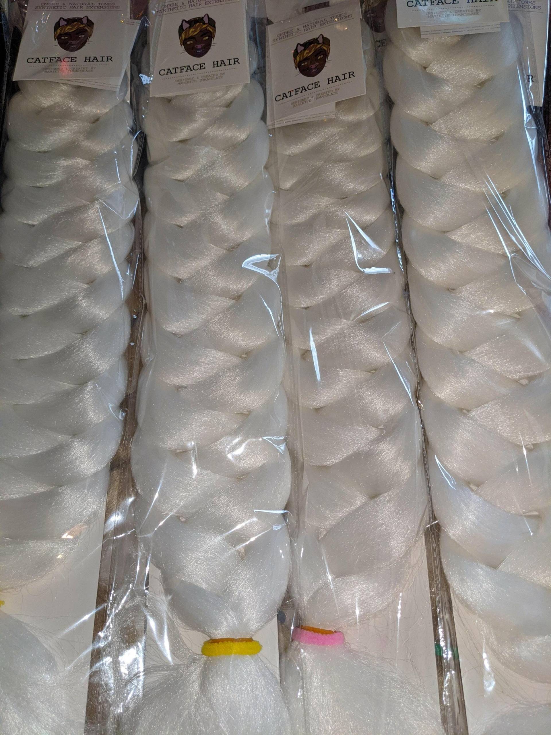Geralt White - Einfarbiges Flechthaar 165G Catface Haarverlängerungen von Etsy - ShopCatface