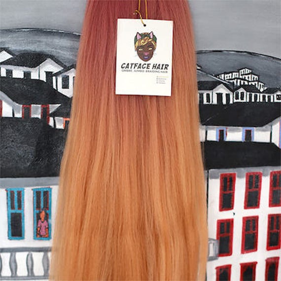 Kurze Ombre Flechthaar Rosa Pfirsich 16 Zoll Catface Hair Extensions Zöpfe von Etsy - ShopCatface