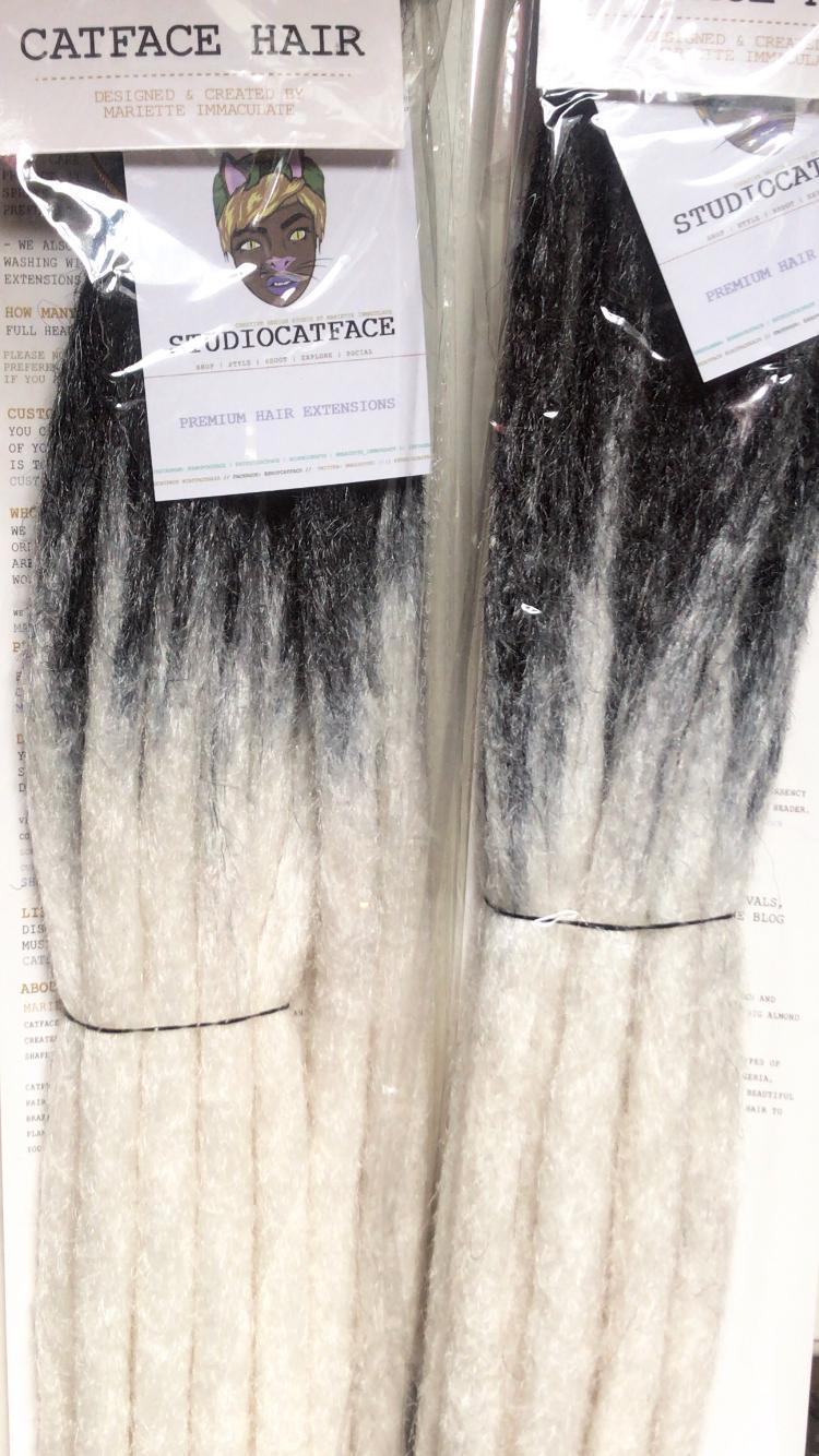 Schwarz Weiß Ombre Große Rough Faux Dread Locks Crochet Braids 24 Zoll Catface Haar von Etsy - ShopCatface