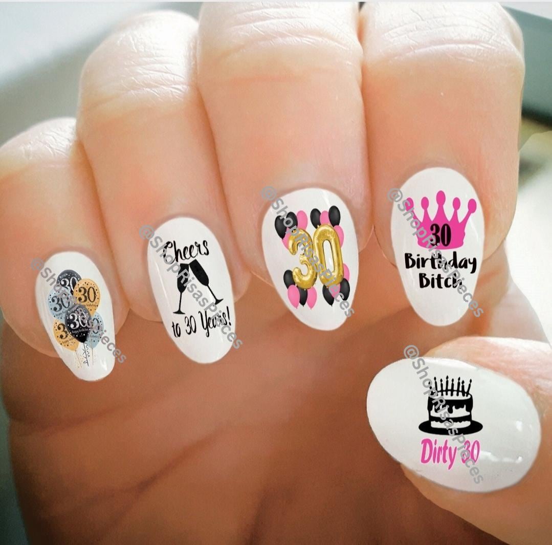 30Th Birthday Nagelabziehbilder Wassertransfer Nail Art von Etsy - ShopRisasPieces