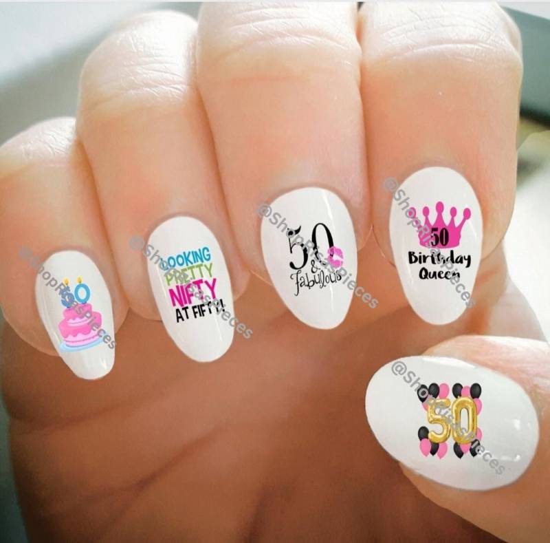 50. Geburtstag Nagel Aufkleber Wassertransfer Nail Art 50. Geburtstag Nagel Aufkleber Wassertransfer Nail Art von Etsy - ShopRisasPieces