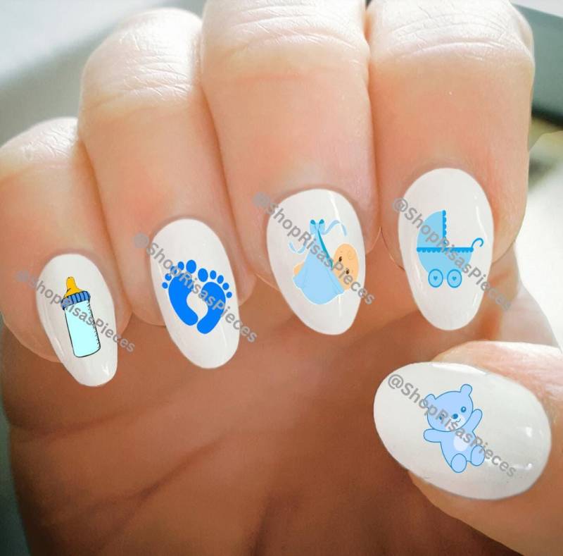 Baby Jungen Nagel Aufkleber Füße, Flasche, Teddy Bär - Wassertransfer Nail Art von Etsy - ShopRisasPieces