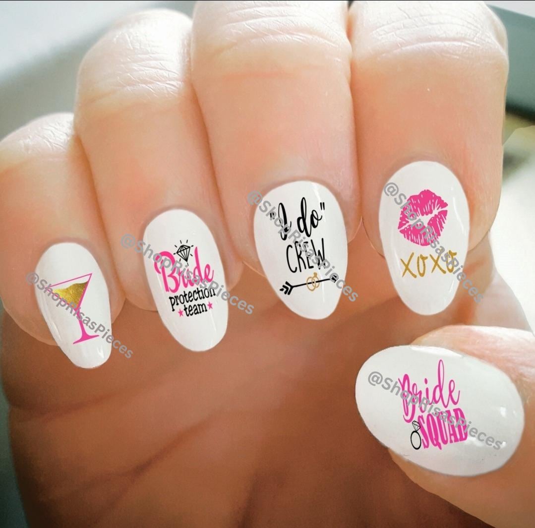Bachelorette Nagel Aufkleber Bride Squad Wassertransfer Nail Art von Etsy - ShopRisasPieces