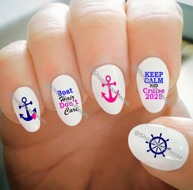 Cruise Nagel Aufkleber Anker, Steuerrad Und Slogan Nail Art von Etsy - ShopRisasPieces