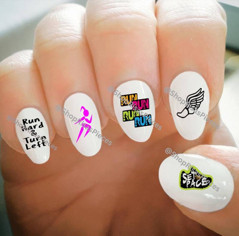 Laufende Nagelabziehbildermarathon Track Wassertransfer Nail Art von Etsy - ShopRisasPieces