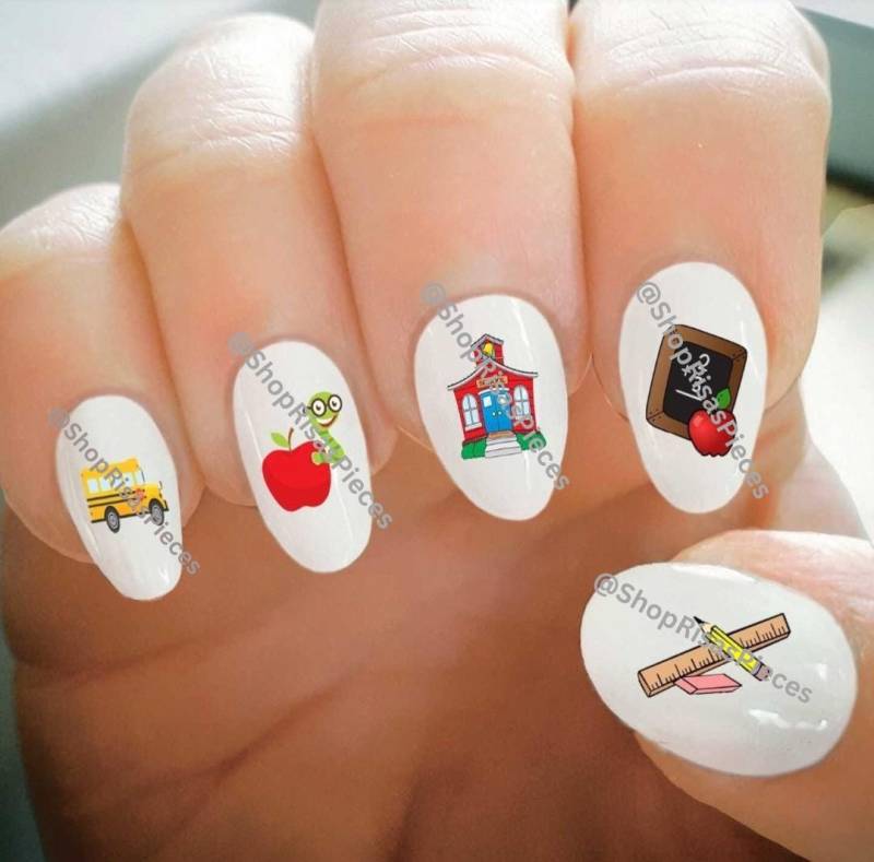 Schule Nagelabziehbilder Lehrer Schüler Wassertransfer Nail Art von Etsy - ShopRisasPieces