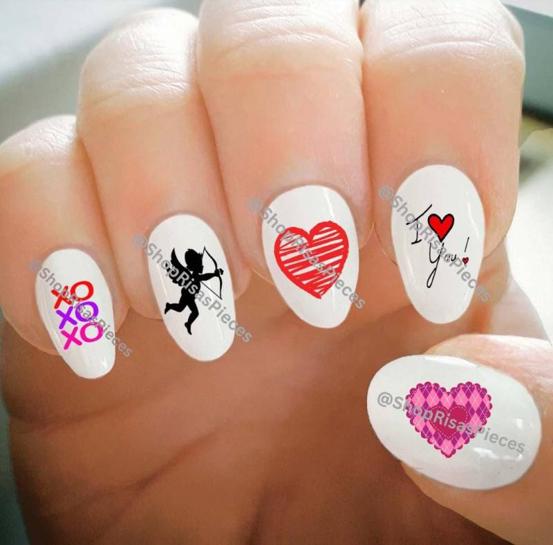 Valentinstag Nagel Aufkleber Herzen, Liebe, Amor | Wassertransfer von Etsy - ShopRisasPieces