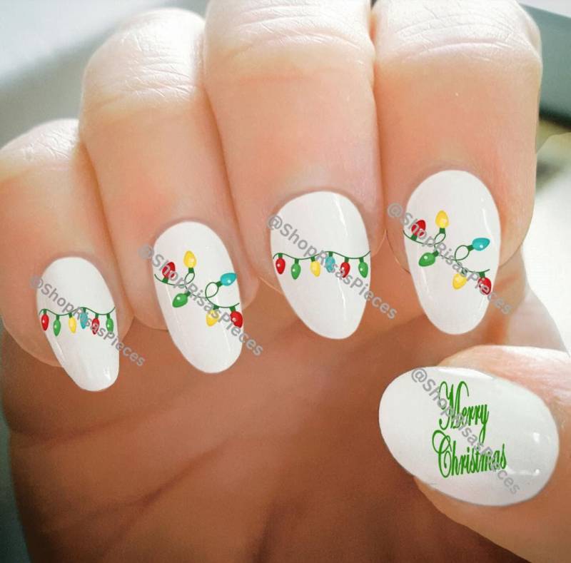 Weihnachtslichter Nagel Aufkleber Wassertransfer Nail Art Tattoo von Etsy - ShopRisasPieces