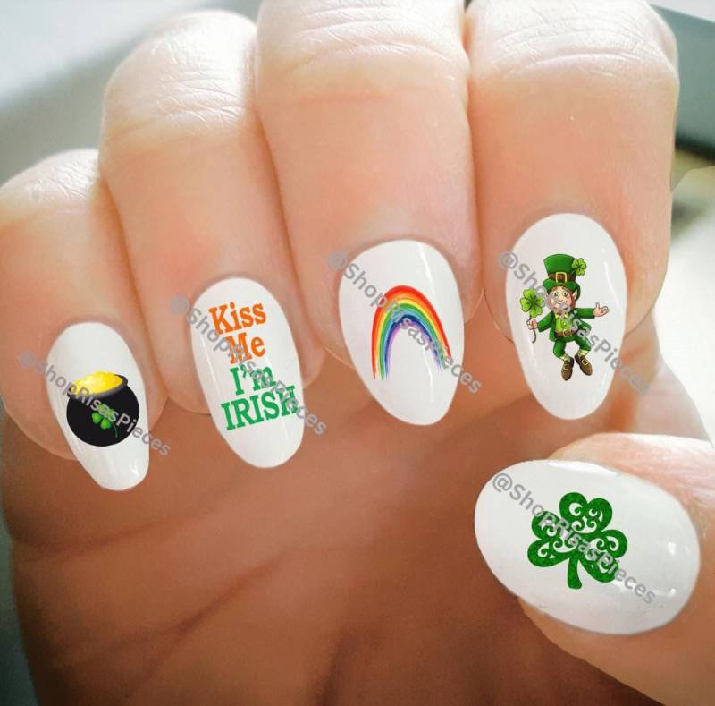 st. Patrick's Day Nagelaufkleber Kleeblatt, Regenbogen, Kobold | Wassertransfer von Etsy - ShopRisasPieces