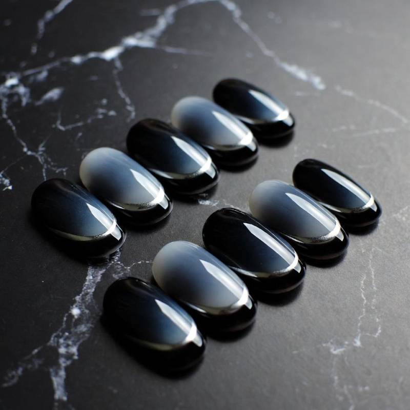Black & Grey Ombre Press-On Nägel - Farbverlaufsdesign Mit Glänzendem Finish von Etsy - SieglindeCrafts