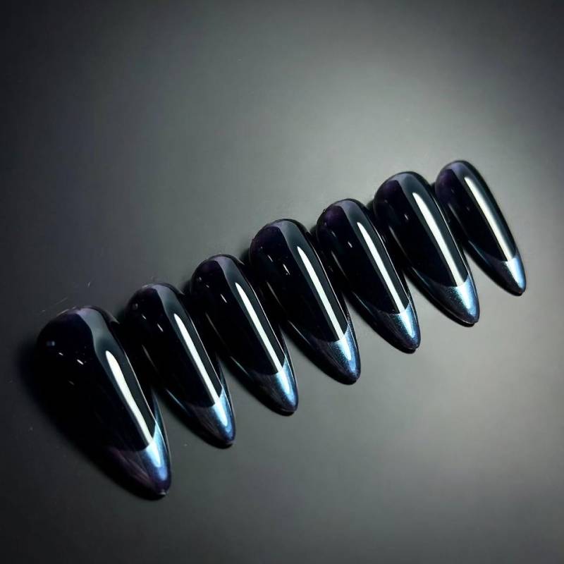 Gothic Schwarz Und Chrom Press-On Nägel - Kühnes Schickes Design von Etsy - SieglindeCrafts