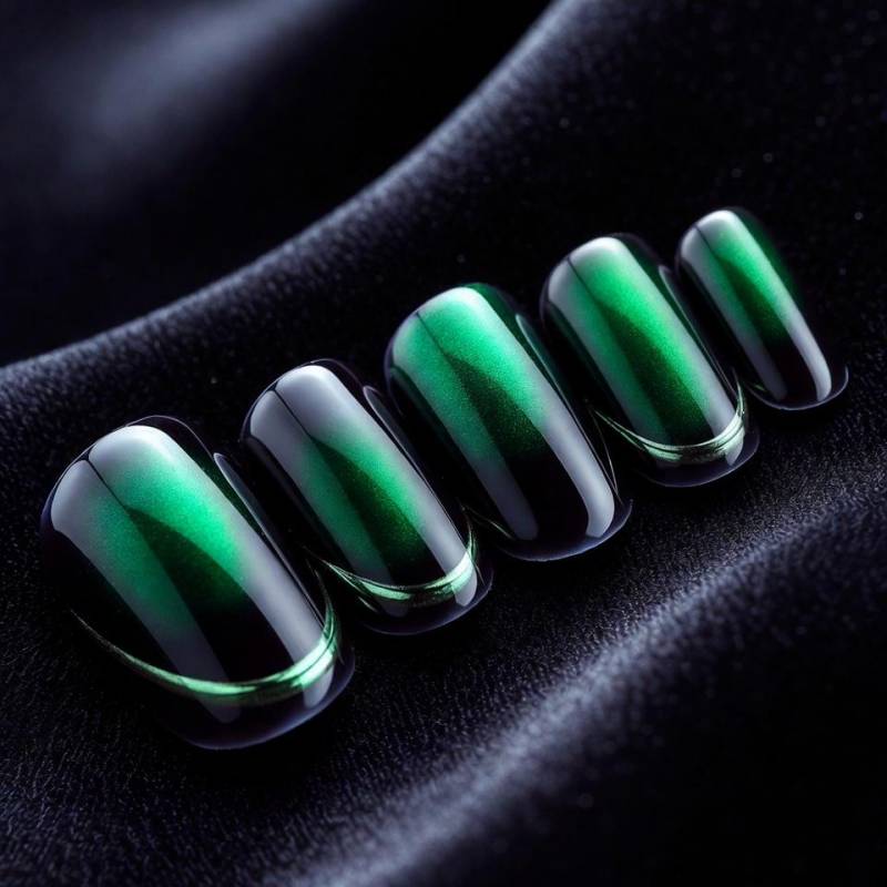 Smaragd Chrom Drücken Sie Auf Die Nägel, Luxus Grün Metallic Maniküre von Etsy - SieglindeCrafts