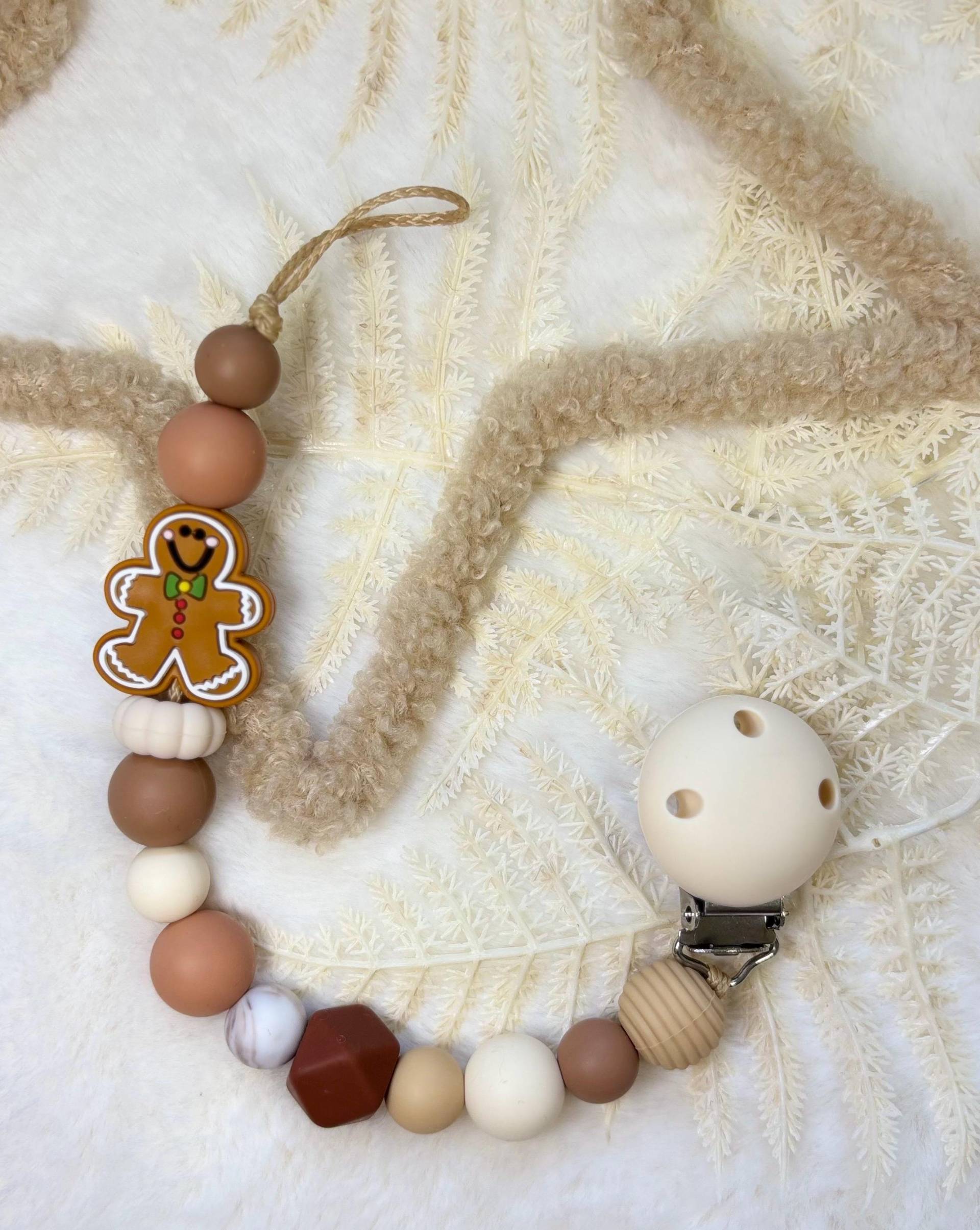 Schnullerkette „Lebkuchen", Schnullerhalter, Weihnachtsschnullerkette von Etsy - Silisoulkids