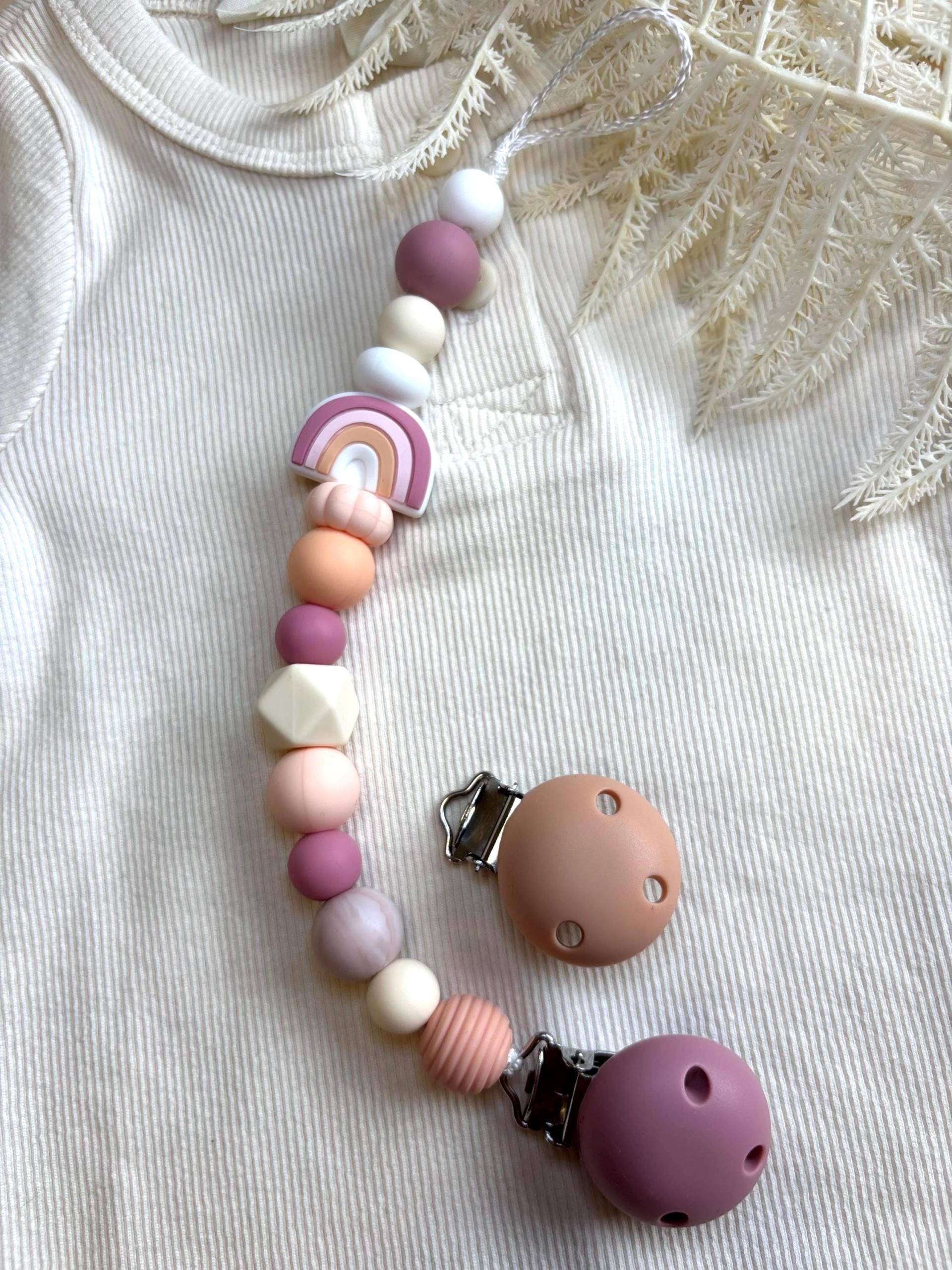 Schnullerkette Regenbogen, Personalisiert, Aus Silikon, Geschenk Zur Geburt, Babypartygeschenk, Schnullerhalter, Rosa von Etsy - Silisoulkids