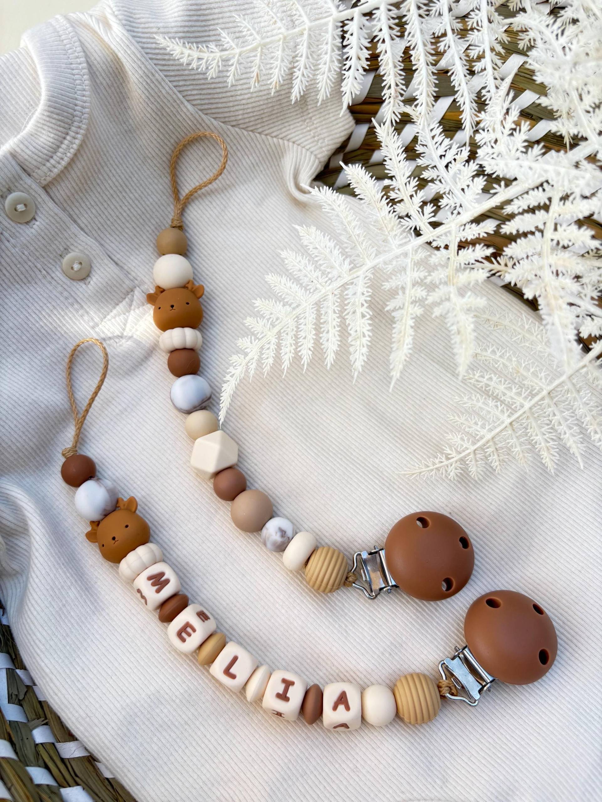 Schnullerkette Reh, Personalisiert, Aus Silikon, Geschenk Zur Geburt von Etsy - Silisoulkids