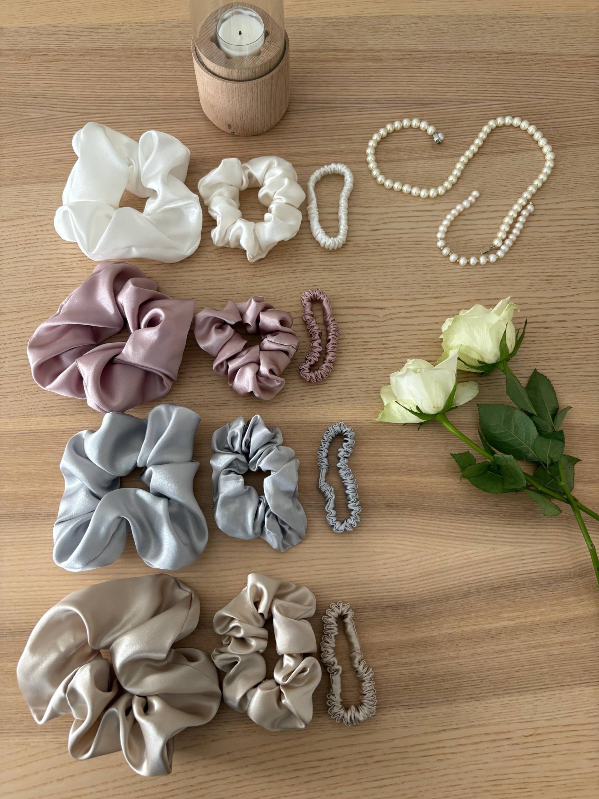 Seidenschön-Haargummi Geschenkset - 100% Maulbeerseide Haargummis Luxus Beauty Ritual, Oeko-Tex® Zertifiziert von Etsy - SilkaiDE