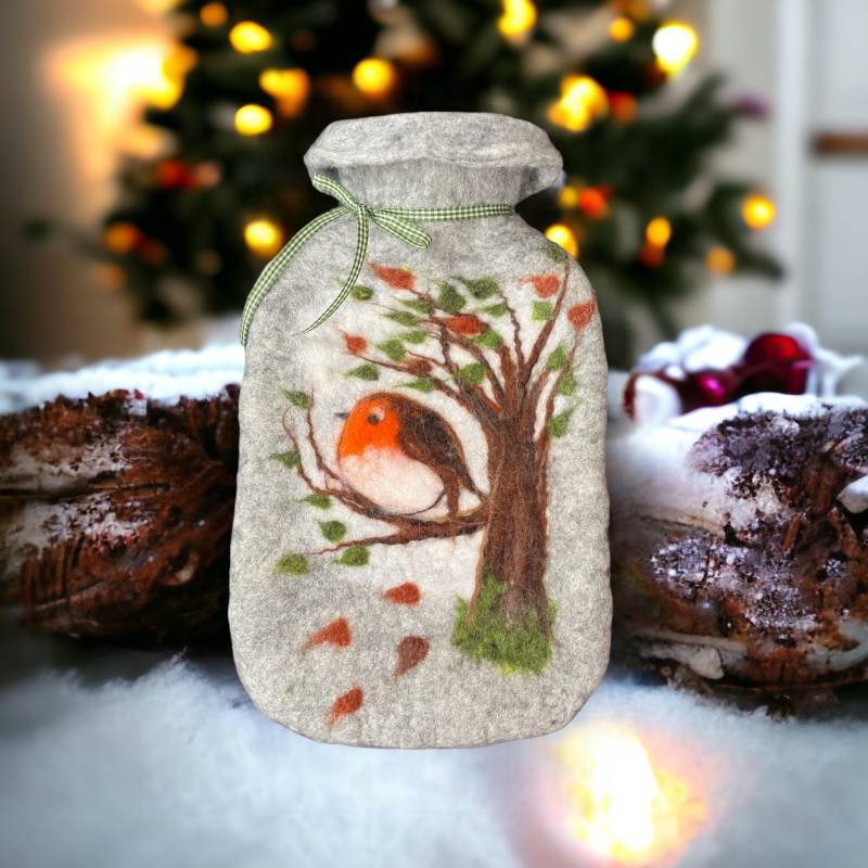 Wärmflasche Gefilzt Rotkehlchen Im Herbst Wärmflasche Gefilzt Rotkehlchen Im Herbst von Etsy - SilviaJacobyWirth
