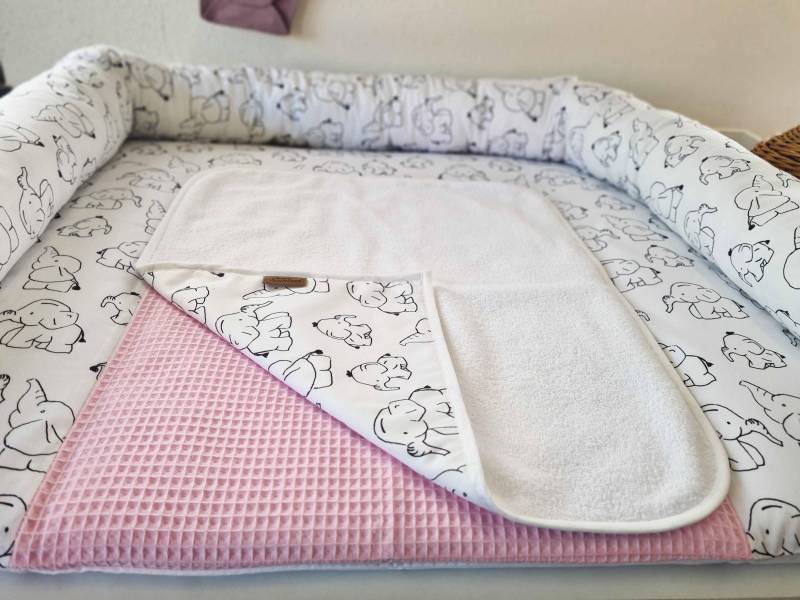 Wasserdichte Wickelauflage Elefant Frottee Weiß von Etsy - SissisTraumland