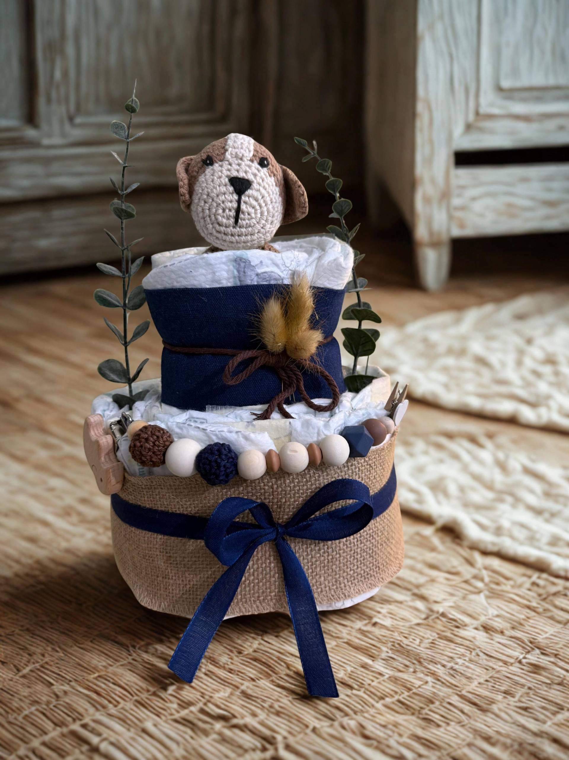 Windeltorte Royalblau Braun, Neutrale Babygeschenk, Für Mädchen Und Junge, Handgemacht Personalisiert Mit Geschichte Windeltorte Royalblau Braun, Neutrale Babygeschenk, Für Mädchen Und Junge, Handgemacht Personalisiert Mit Geschichte von Etsy - SmallLightsStudio