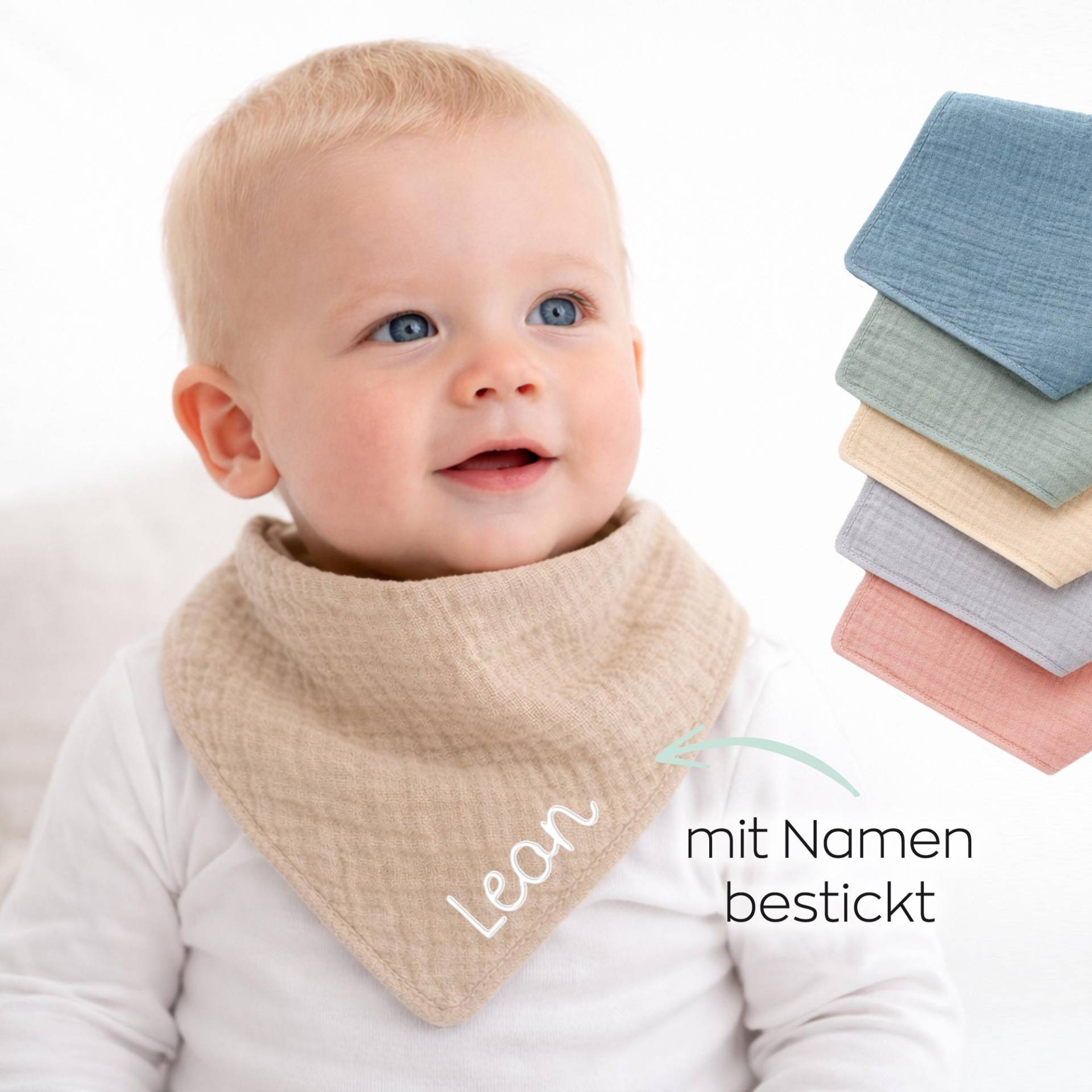 Personalisiertes Musselin Halstuch | Mit Namen Besticktes Dreieckstuck Spucktuch Baby Geschenk Zur Geburt von Etsy - SmallTreasuresDE