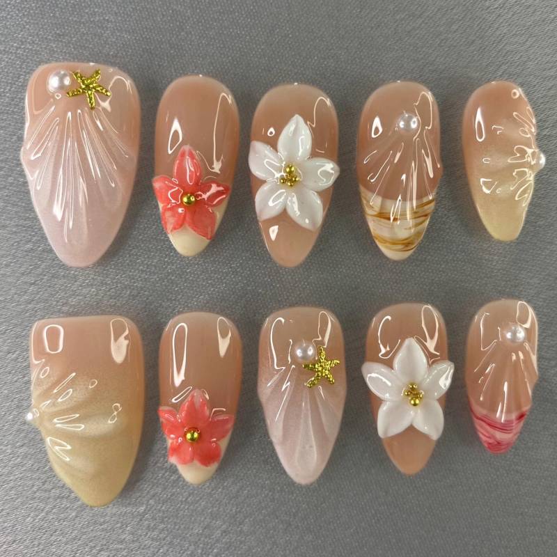 3D Floral Press On Nails /Reusable, Kawaii Nails/Gyaru Nails/Y2K Nails/Premium On Gel | Fake von Etsy - SoEasyNails