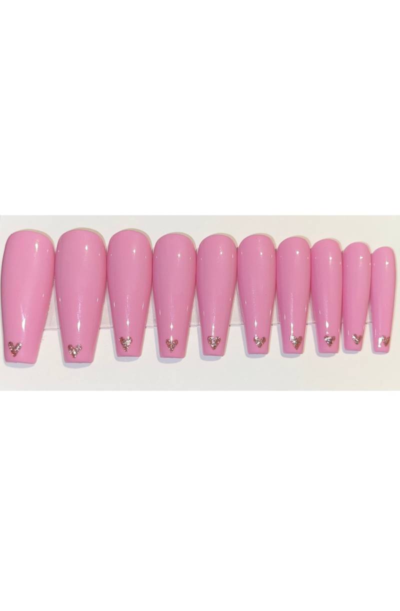 Pink Gold Herz Press Ons von Etsy - SoRubiNails