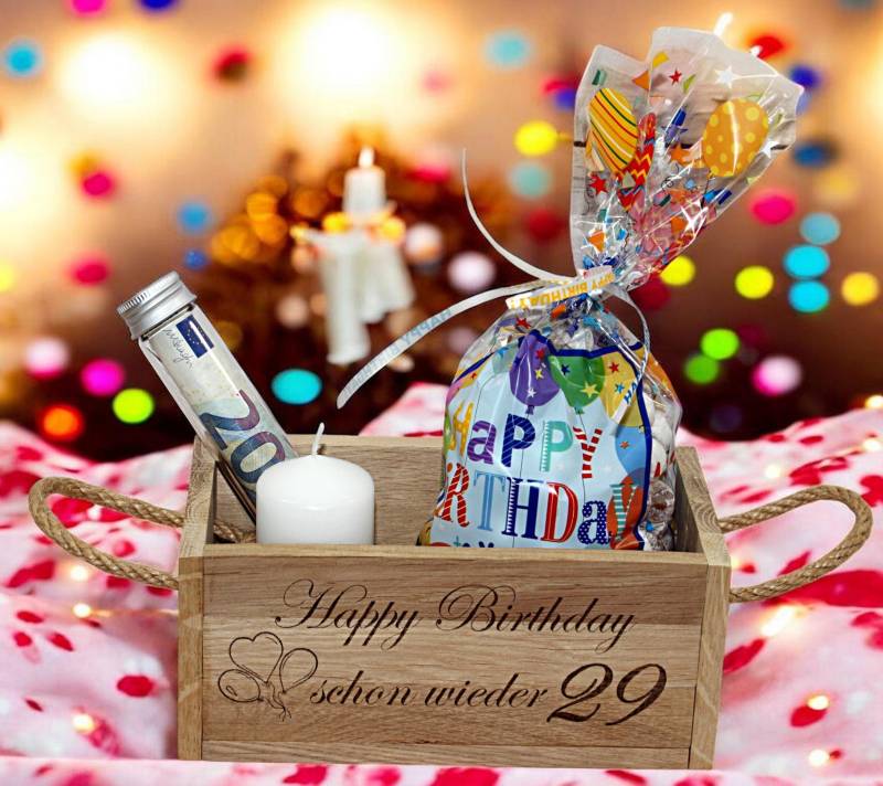 Geschenkbox Geburtstag - Happy Birthday Klötzchenbox Holzbox Handarbeit Mit Text Schon Wieder 29 von Etsy - SoStShhop