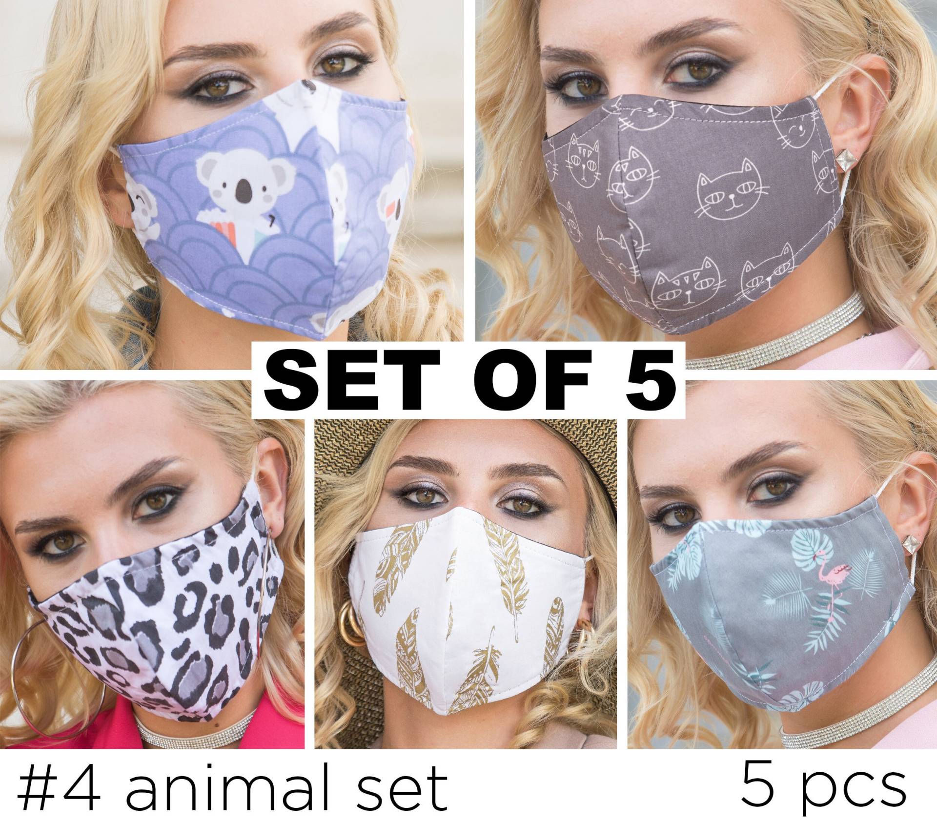 5 Baumwolle Gesichtsmaske Mit Filtertasche, Waschbare Für Frauen Atmungsaktiv, Coole Print Maske Abdeckung Bündel Set Usa, Wiederverwendbar 4 Layer von Etsy - SoftFeelingsArt