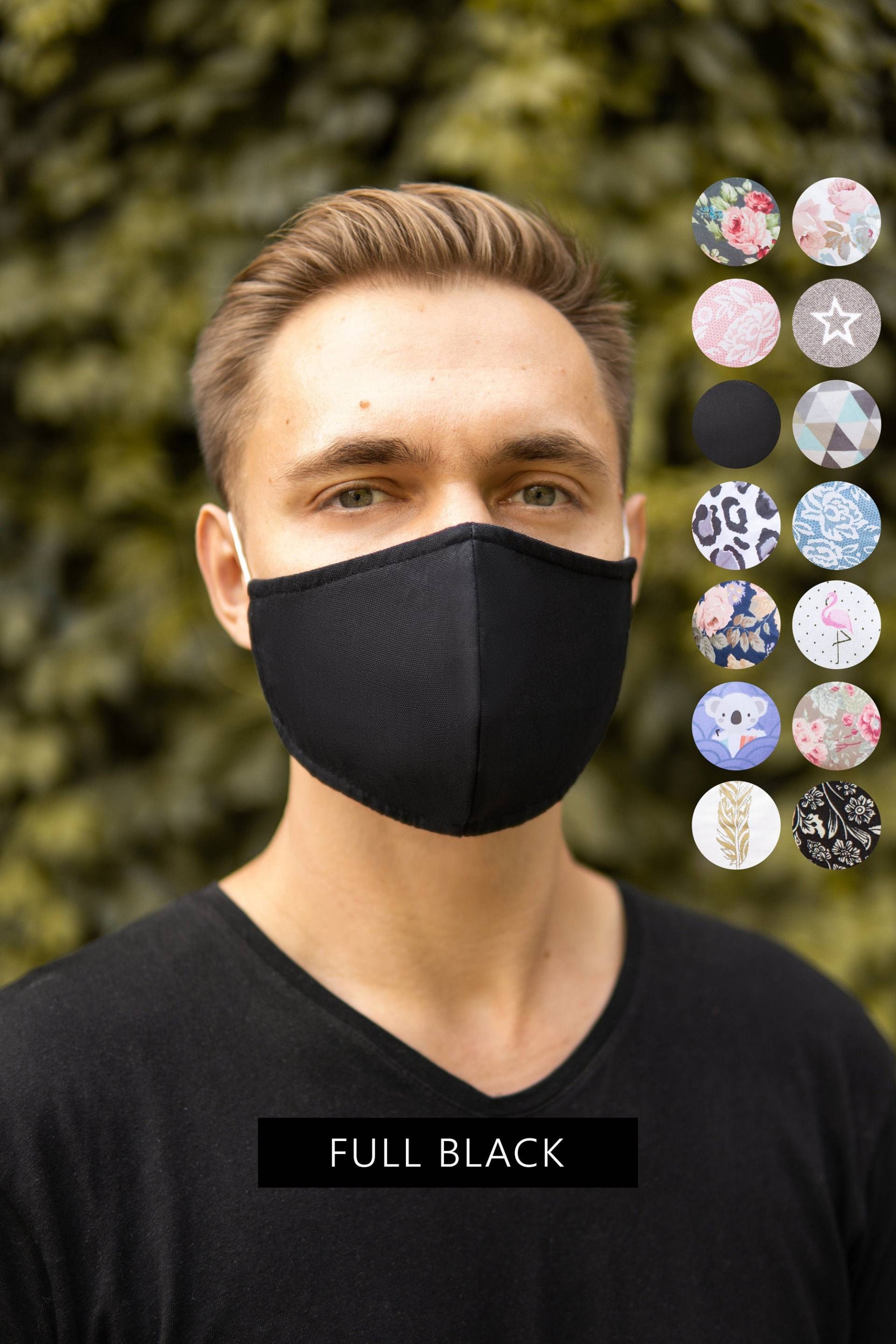 Herren Schwarze Gesichtsmaske Für Männer Mit Filtertasche Usa & Uk, Gesichtsbedeckung Waschbar, Atmungsaktive Maske Brillenträger von Etsy - SoftFeelingsArt