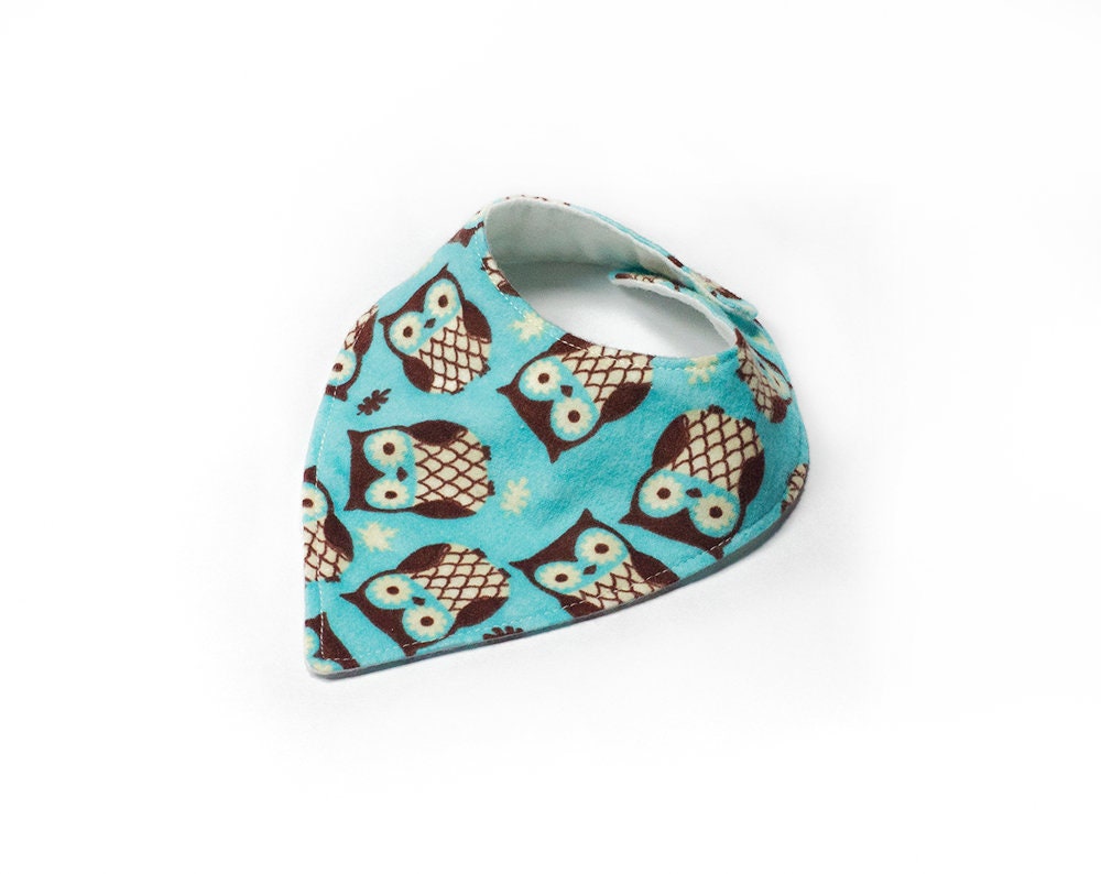 Braune Eule Auf Türkis Flanell Bandana Lätzchen - Kleine Größe von Etsy - SoftSpotByLian