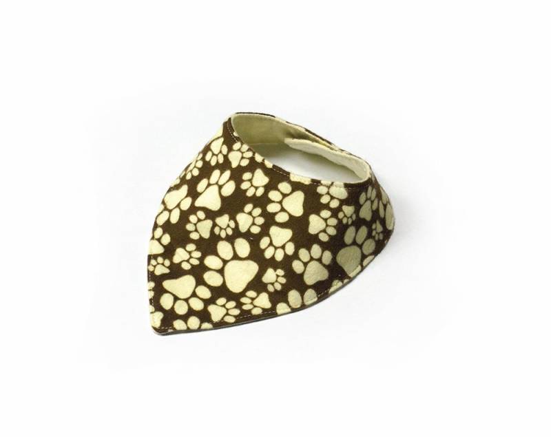 Hundepfoten Bedruckt Braun Bandana Bib - Kleine Größe Hundepfoten Bedruckt Braun Bandana Bib - Kleine Größe von Etsy - SoftSpotByLian