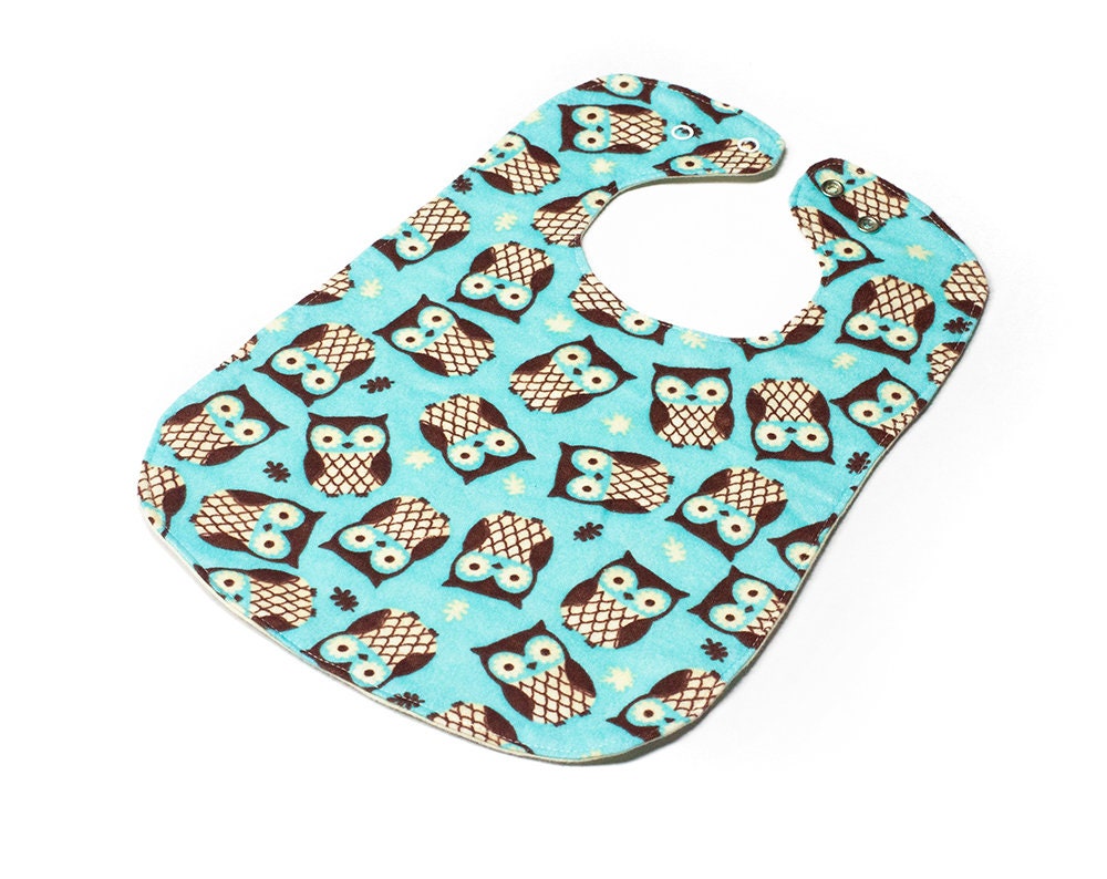 Türkis & Braune Eulen Kleinkind - Rückenverschluss-Bib von Etsy - SoftSpotByLian