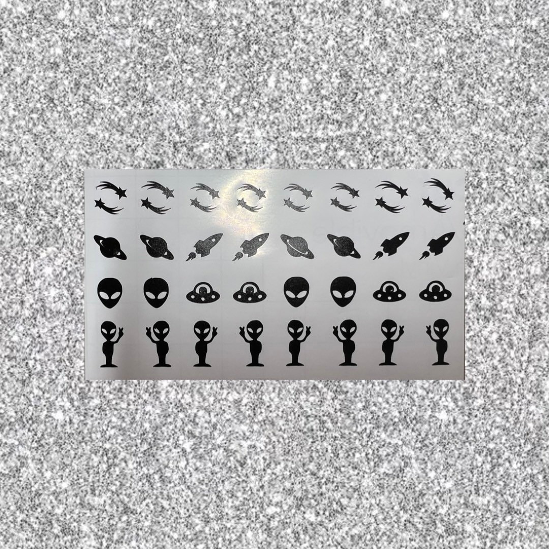 Aliens Im Weltall Ufo Raumschiff Nail Art Sticker Decal von Etsy - SparkleStickerSupply