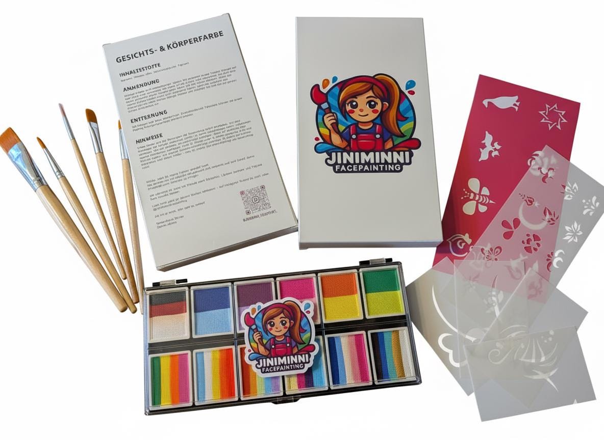 Jinimini Kinderschminke Facepainting Set Schminkfarben + Pinsel Schablonen von Etsy - SpectraSnaps