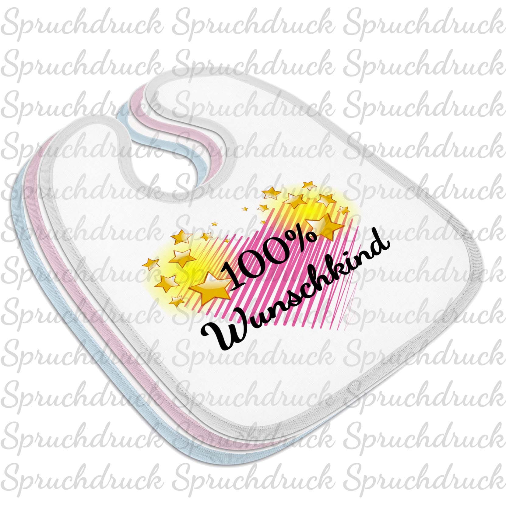 Babylätzchen 100% Wunschkind Blau Weiss Rosa Latz Babylätzchen 100% Wunschkind Blau Weiss Rosa Latz von Etsy - Spruchdruck