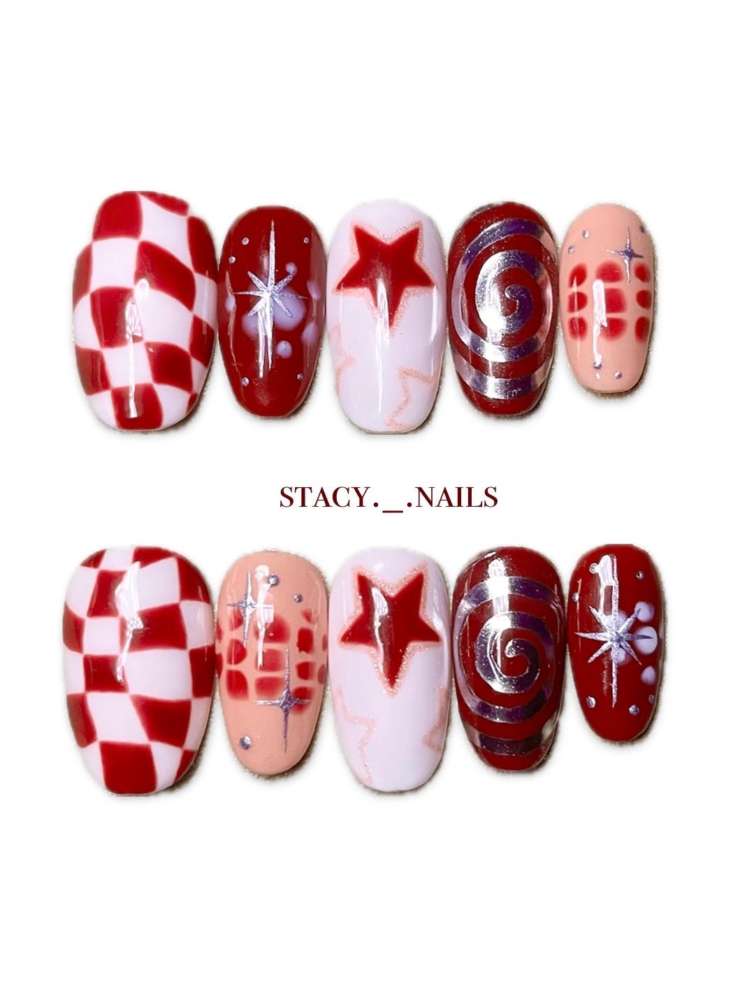 Rote Y2K Style Press On Nägel Rote Y2K Style Press On Nägel von Etsy - Stacysnails