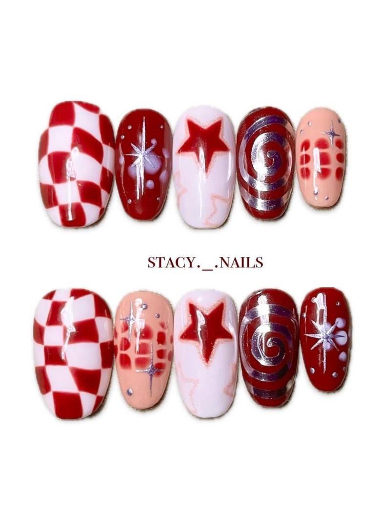 Rote Y2K Style Press On Nägel Rote Y2K Style Press On Nägel von Etsy - Stacysnails